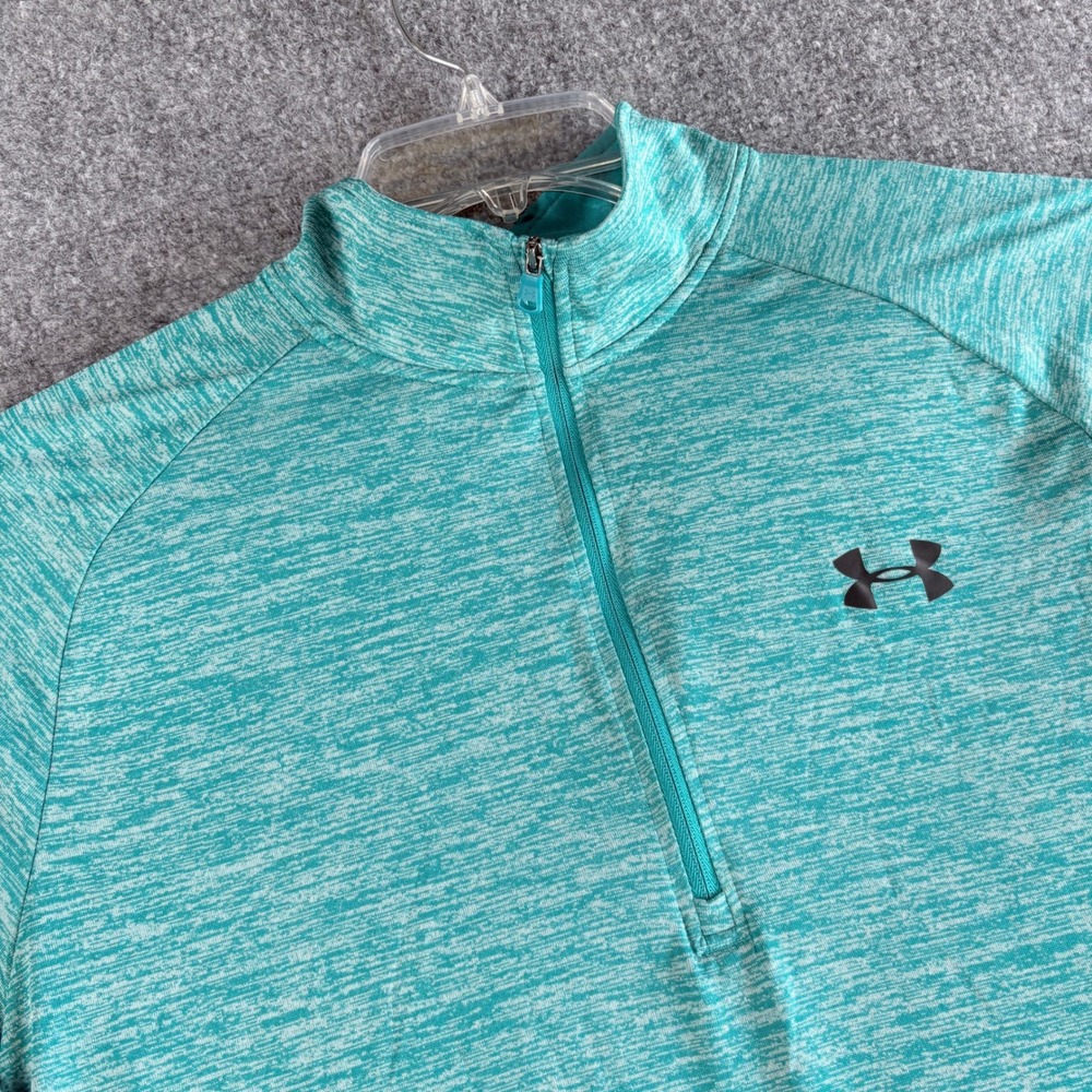 Under Armour Mens Tech 2.0 Half Zip Pullover Teal Space Dye Heather Large LG
